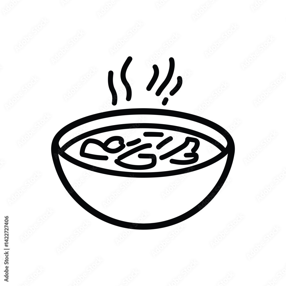 Poster steaming bowl line art isolated on transparent background simple culinary design