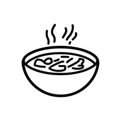 Steaming Bowl Line Art Isolated on Transparent Background Simple Culinary Design