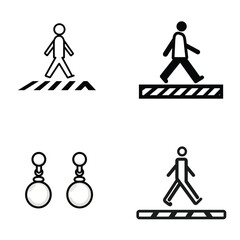 Stick Figure Icon Set Pedestrian Crossing, Vector on Transparent Background