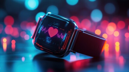 Wearable health tech tracking heartbeat, futuristic wellness monitor