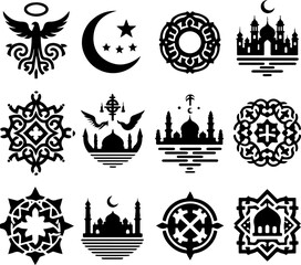 Obraz premium sketch vector illustration silhouette design collection ornament decoration icon logo symbol mascot religious and cultural religion ethnic traditional abstract modern 