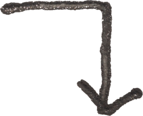 hand drawn arrow with black marker on white background