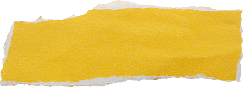 Yellow ripped paper torn edges strips isolated on white background