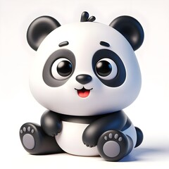 3d cute animation of a panda on white background