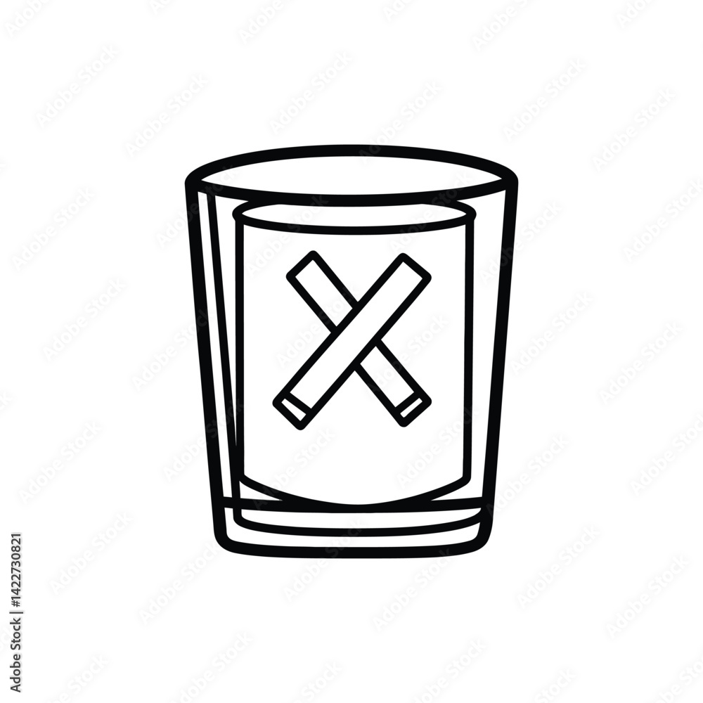 Aufkleber trash can outline icon with an x shape design on a transparent background