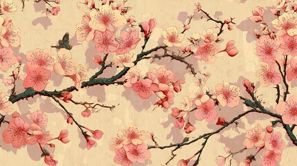 Delicate cherry blossoms, an artistic print.