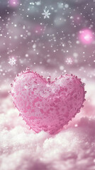 Obraz premium Frozen Pink Heart in Snow Wallpaper