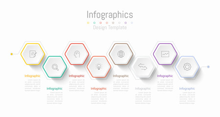 Infographic 8 options design elements for your business data. Vector Illustration.