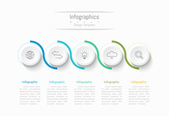 Infographic 5 options design elements for your business data. Vector Illustration.