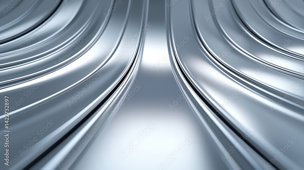 Poster a sleek, reflective surface curves elegantly, showcasing a modern, metallic design with smooth lines