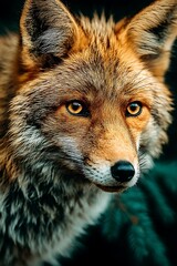 Fototapeta premium Close-up Fox Portrait in Dark Background