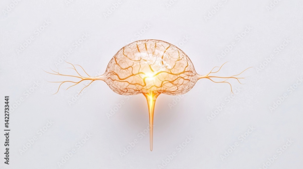 Poster a glowing neural structure emanates intricate branches, symbolizing connectivity and brain activity 