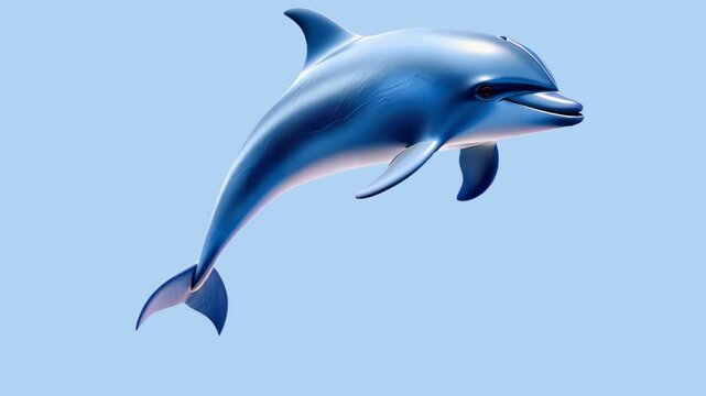 Blue dolphin animation isolated asset, transparent 4K video, alpha channel, ProRes 4444