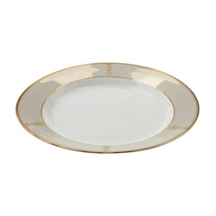 Elegant bone china bread plate with pearlized gold band, perfect for enhancing dining experiences