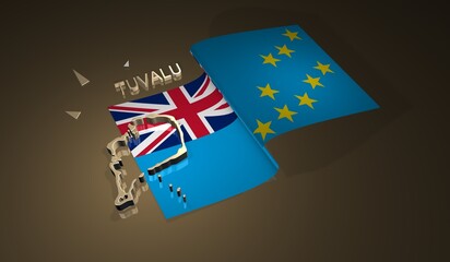 Tuvalu Map and Flag 3d Illustration 1