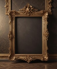 Ornate frames on a luxurious damask background; rich texture  ,  embossed,  detail