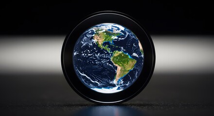 Fototapeta premium Global Perspective: Earth Viewed Through a Lens A Captivating Image of Our Planet
