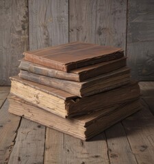 Three books, varying sizes, on weathered wood ,  graphic,  texture,  promotion