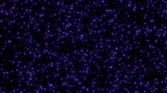 Glowing purple star particles in seamless motion. Looping animation of mysterious purple stars.
