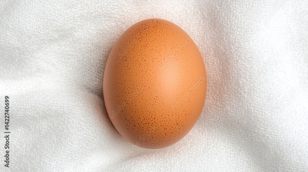 Aufkleber a single brown egg resting on a textured white surface, showcasing its smooth shell and subtle speck