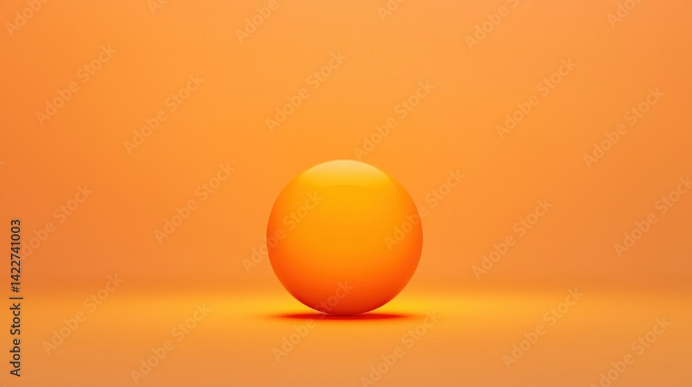Poster a simple, smooth orange sphere against a solid orange background, creating a minimalist and vibrant 