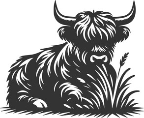 Cattle highland silhouette vector