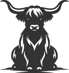 Obraz premium Cattle highland silhouette vector