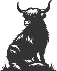 Cattle highland silhouette vector