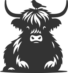 Cattle highland silhouette vector