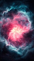 Celestial explosion cosmic nebula outer space digital art vibrant colors eye-level astronomical wonder