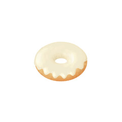 donut isolated on white. Donut vanilla flavor cartoon. Bakery element