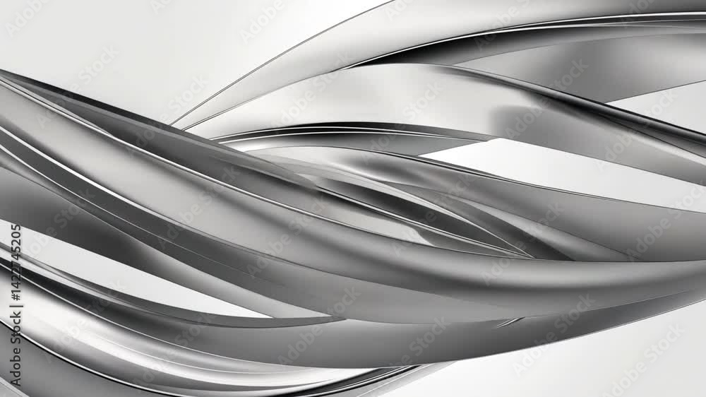 Poster dynamic silver ribbons flowing in modern abstract design textured wave of elegance and movement