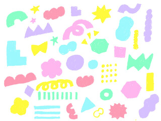 手描きあしらいセット　幾何学模様　パターン　パステルカラー