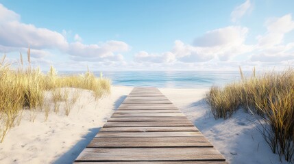 Beach path to ocean landscape