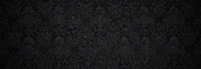 Intricate black gothic damask wallpaper, seamless floral vines , gothic, seamless