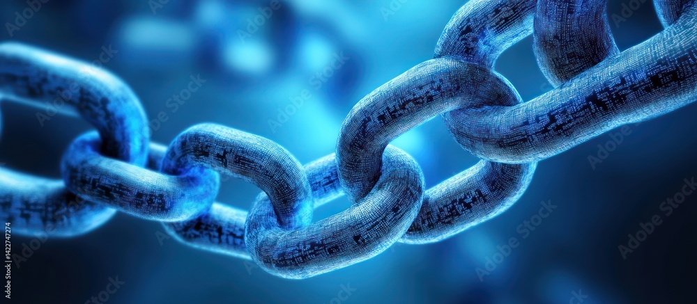 Aufkleber interconnected chain links against a soft blue gradient background depicting connectivity