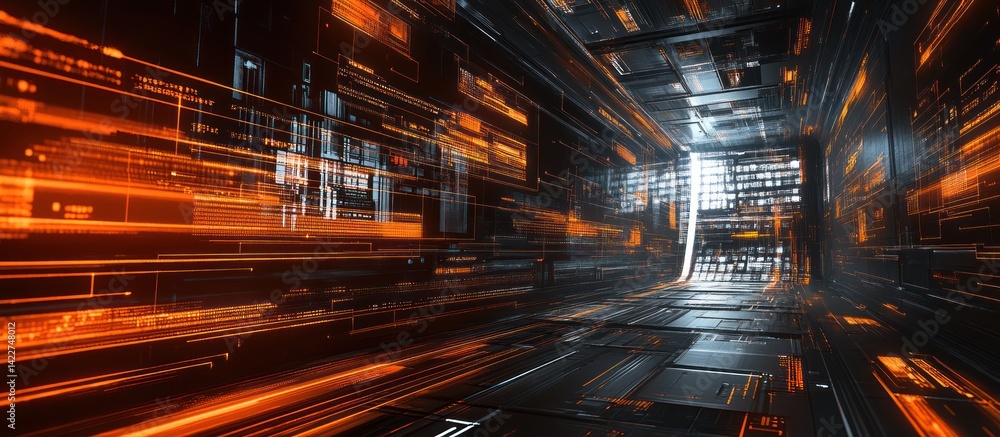 Aufkleber futuristic data stream: visualizing technological velocity in a digital space