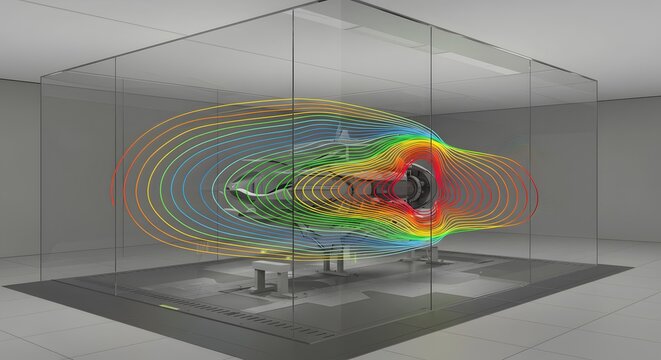 Computational Fluid Dynamics Simulation Visualization Rainbow Color Streamlines  Engineering Technology