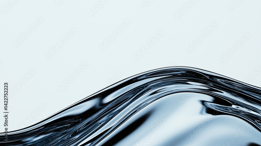 Poster a close-up image showcasing the smooth, reflective surface of water, highlighting its fluidity and e