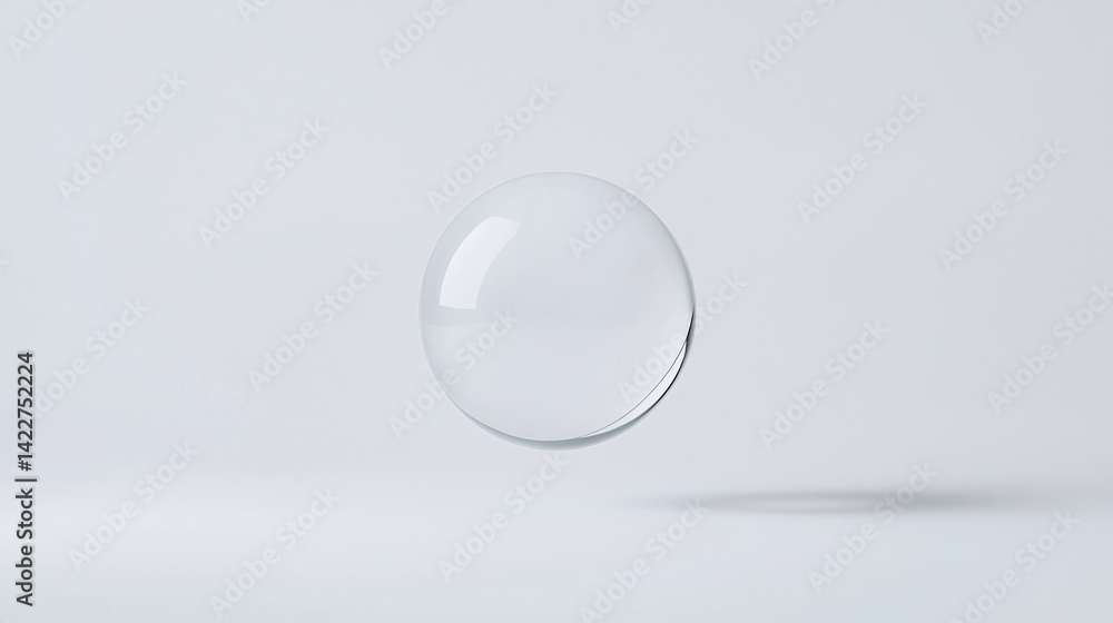 Poster a clear bubble floats gently against a minimalistic background, showcasing its delicate structure an