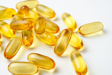 Oil filled capsules, softgel of food supplements, fish oil, omega 3, vitamin D3, vitamin E
