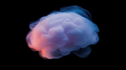 A stylized, abstract representation of a brain in soft pastel colors against a dark background, evoking thoughts of creativity and imagination.