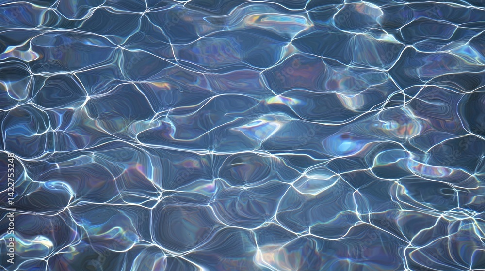 Poster a serene image showcasing the rippling surface of water, reflecting light and creating a mesmerizing