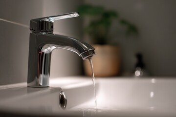 Minimalist Sink Scene with Water Conservation Focus