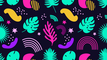 Colorful collection of hand drawn nature abstract oragnic shapes