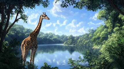 Obraz premium A black bear climbing a tree, with dense green leaves all around