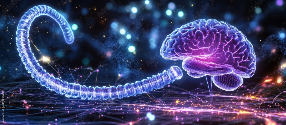 Poster neural connection: a vibrant depiction of brain activity and technological interface