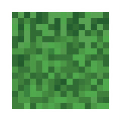 Pixel art grass block isolated on white. Ground texture game cube vector craft template