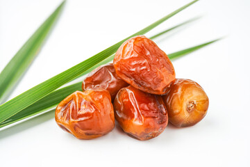 Dates fruit sukari or kurma sukari, isolated on white background