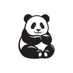create a panda Silhouette Vector with white background 